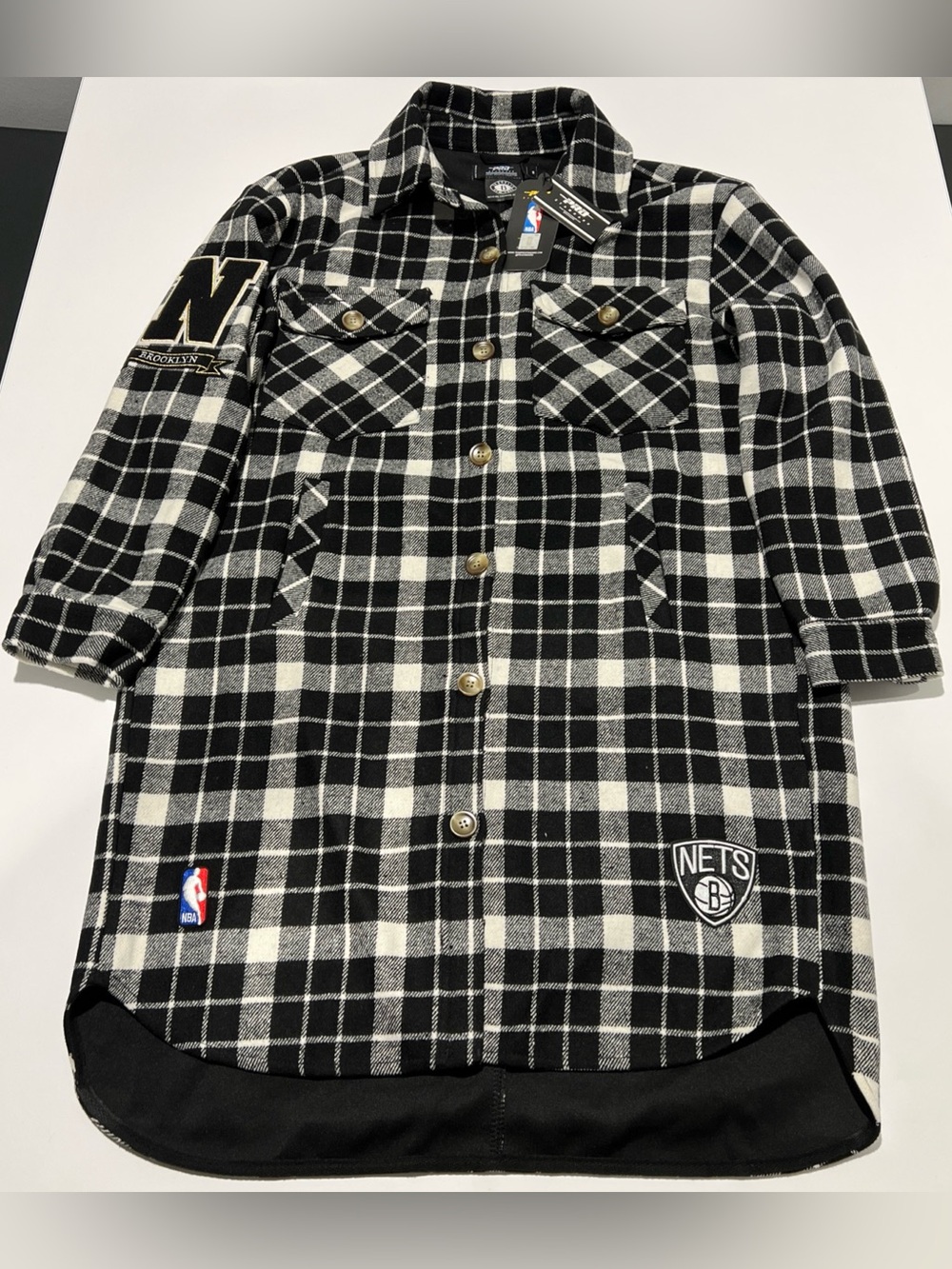 Pro-Standard NBA Brooklyn Nets WNBA Size Small Button-Up Plaid Jacket Lined NWT